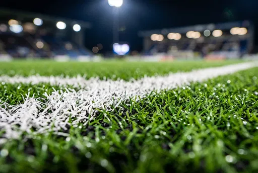 Macro View of Illuminated Stadium Turf