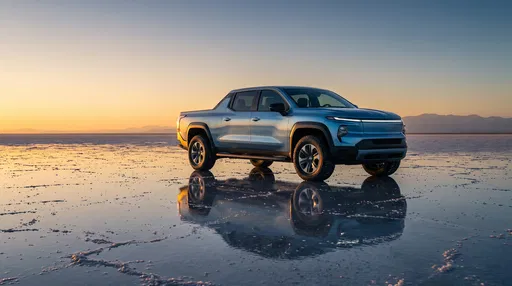 Electric Pickup Truck on Salt Flats