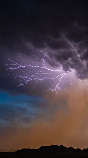 Branching Lightning Over Desert Ridge