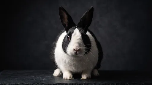 Black and White Dutch Rabbit Studio Portrait