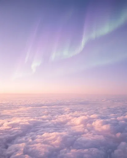 Pastel Dawn Clouds and Soft Aurora