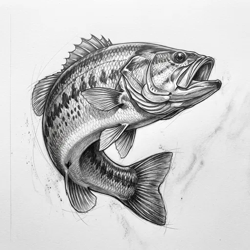 Graphite Pencil Drawing of Largemouth Bass