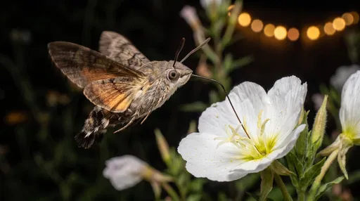 Hummingbird Hawk-Moth Feeding on White Flower