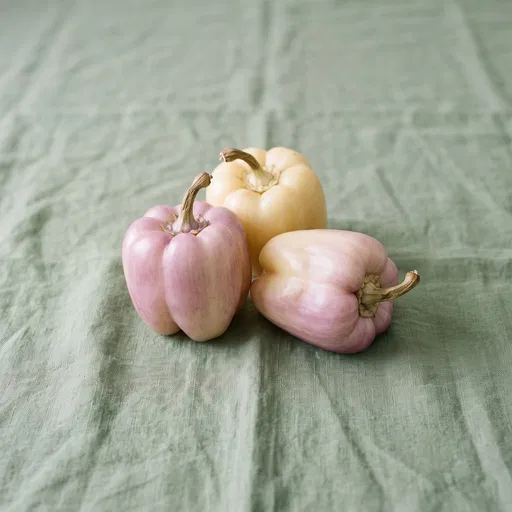 Pastel Heirloom Bell Peppers on Linen