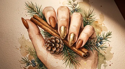 Watercolor Illustration of Holiday Nail Art