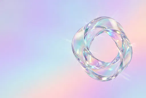 Iridescent Twisted Glass Loop on Pastel Gradient
