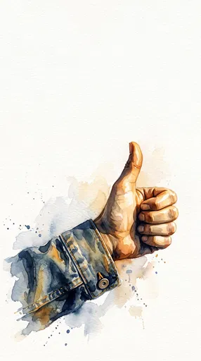 Watercolor Thumbs Up in Denim Jacket