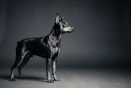 Monochrome Miniature Pinscher Studio Portrait