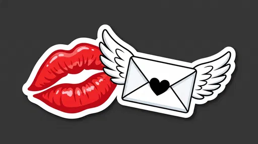 Red Lips and Winged Envelope Sticker