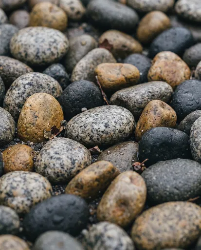 Macro Damp River Pebbles Texture