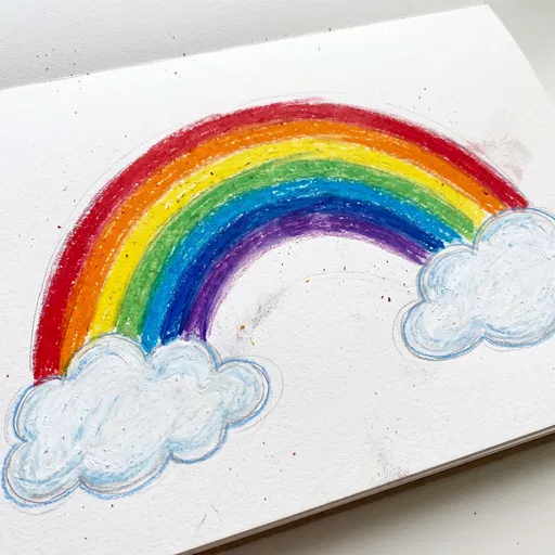 Oil Pastel Rainbow Drawing on Paper