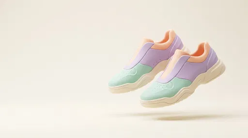 Floating Pastel Foam Sneakers on Cream Background