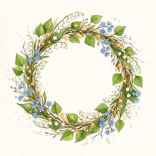 Watercolor Spring Floral Wreath Illustration
