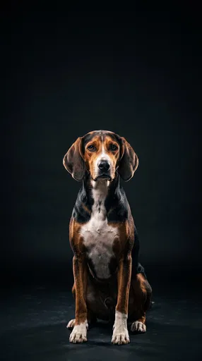 Tricolor Foxhound Studio Portrait on Black
