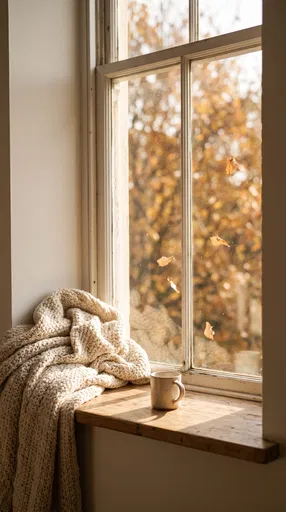 Cozy Autumn Window With Knit Blanket