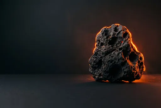 Glowing Basalt Rock on Dark Surface