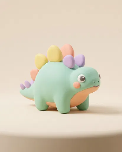 Cute Pastel Clay Baby Stegosaurus