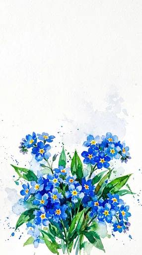 Blue Forget-Me-Not Watercolor Floral Illustration