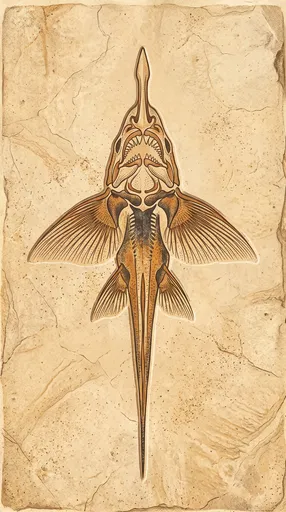Prehistoric Ghost Shark Fossil Illustration