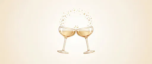 Stylized Champagne Coupes Clinking Banner