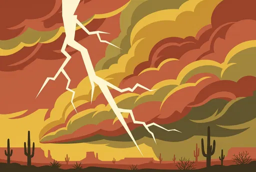 Stylized Desert Lightning Storm Illustration