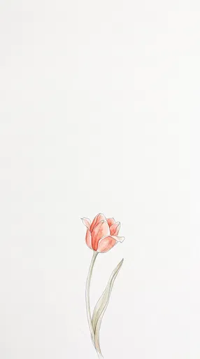 Minimalist Coral Tulip Watercolor Illustration