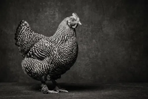 Monochrome Studio Portrait of Barred Hen