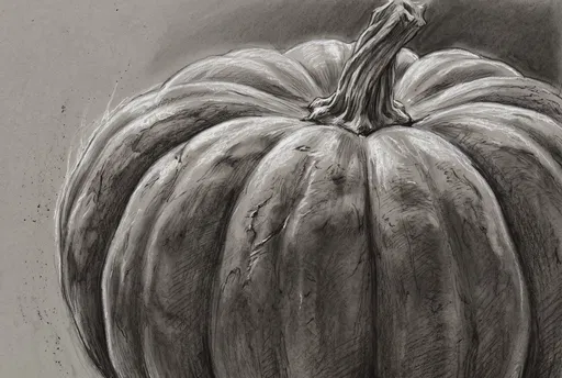 Charcoal and Chalk Pumpkin Drawing