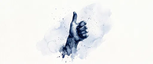 Indigo Watercolor Thumbs Up Illustration