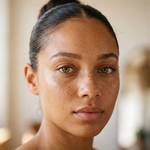 Close-Up Portrait of Freckled Young Woman