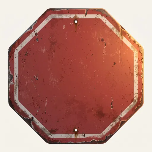 Weathered Blank Red Octagonal Sign