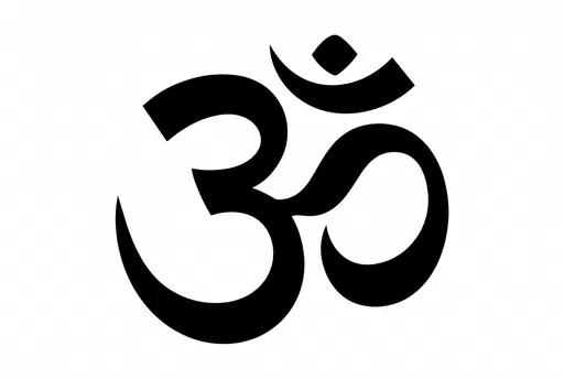 Black Om Symbol On White Background
