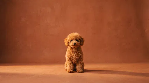 Apricot Toy Poodle on Terracotta Backdrop