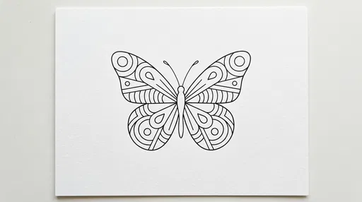 Simple Black Ink Butterfly Line Drawing