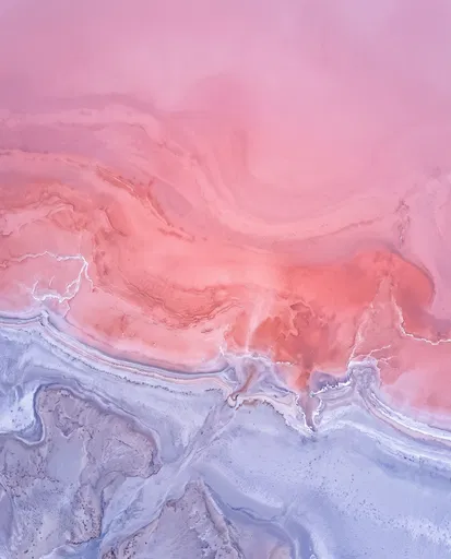 Aerial View of Pink Salt Lake Shoreline
