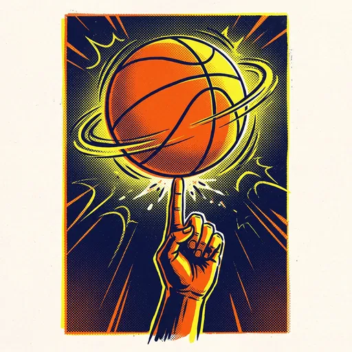 Pop Art Basketball Spinning on Finger