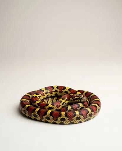 Coiled Mandarin Rat Snake Studio Shot