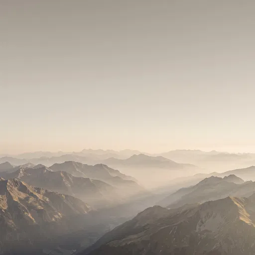Hazy Golden Hour Alpine Mountain Ranges