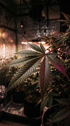 Cannabis Fan Leaf in Indoor Grow Room