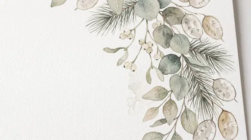Watercolor Winter Botanical Foliage Corner Frame