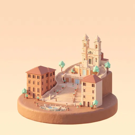 Stylized 3D Diorama of Spanish Steps
