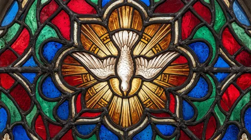 Stained Glass Descending White Dove Window