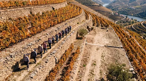 Grape Harvesters on Douro Valley Terraces