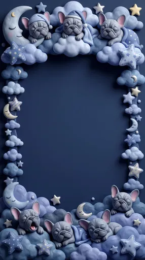 Sleeping French Bulldogs Clay Cloud Frame