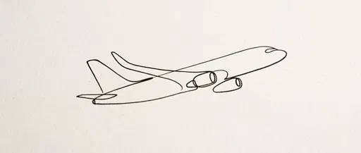 Minimalist Line Art Airplane Drawing