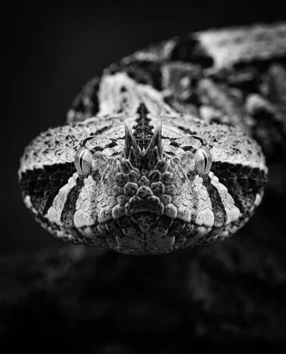 Black and White Horned Viper Portrait