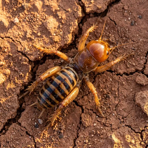 Jerusalem Cricket on Cracked Desert Soil