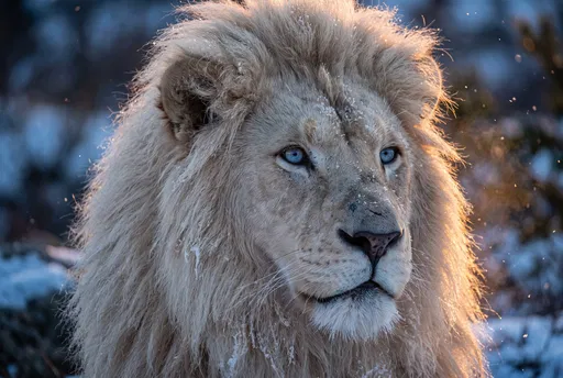White Lion Portrait in Winter Light