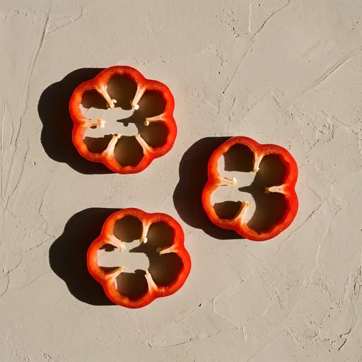 Red Bell Pepper Rings Flat Lay