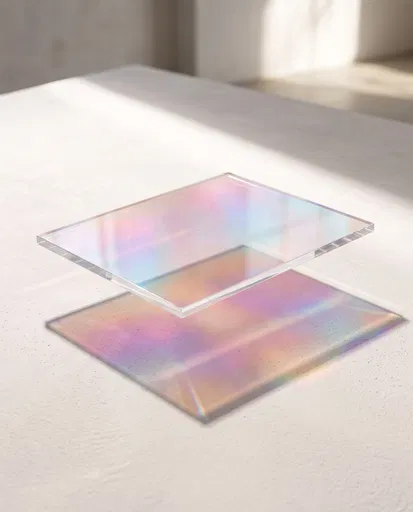 Hovering Dichroic Acrylic Sheet Casting Rainbow Shadow